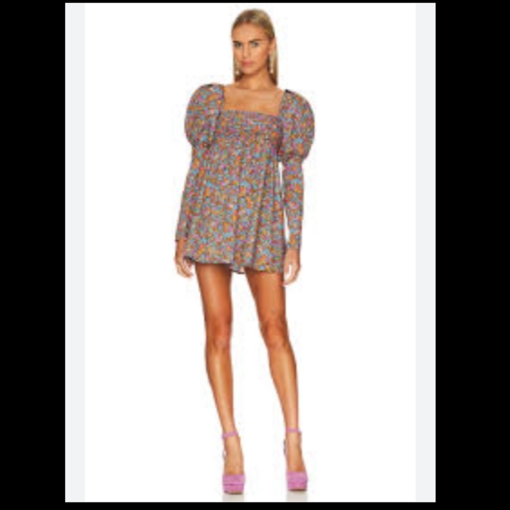 🍋 For Love & Lemons Brittany Mini Dress Floral Print Mini NWT - Picture 6 of 12